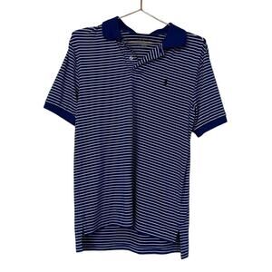 Polo sport blue and white striped collared shirt size large